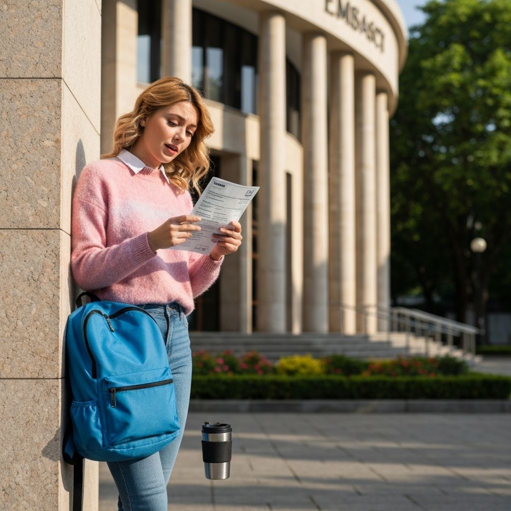 Estudiante con documentos de visado